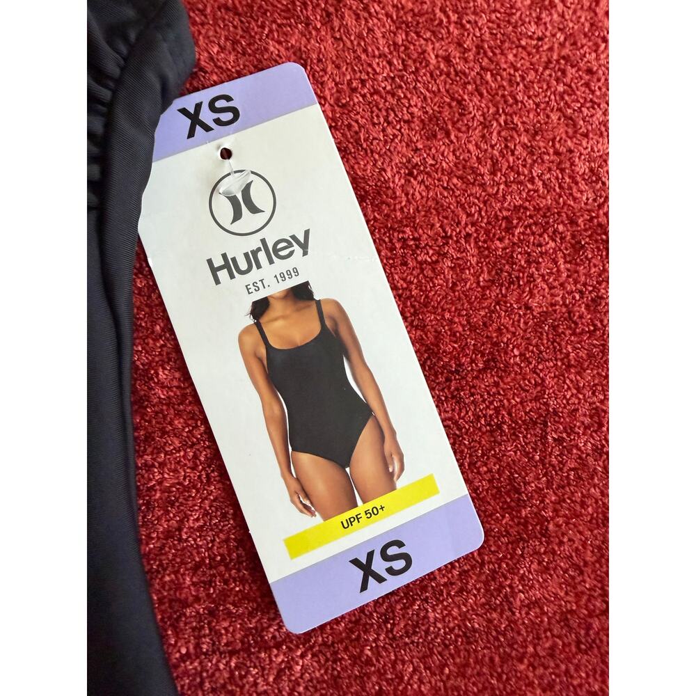 NWT Hurley Women's XS One-Piece Swimsuit - Black - UPF 50+ Sun Protection